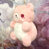 Bright Bat Design Pink Bear Nugget Keychain Plushie