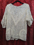 Vintage 90's White & Silver Beaded Top