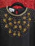 Vintage 80s Gold Sequin Flower Sweater