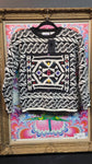 Vintage 80's Black and White Bejeweled Sweater