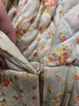 Vintage 40s White Floral Quilted Robe
