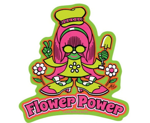 Retro A Go Go Flower Power Sticker