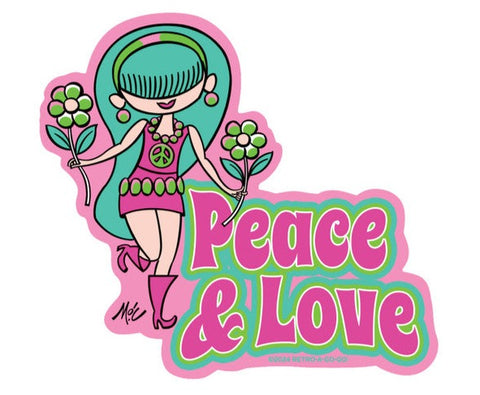 Retro A Go Go Peace & Love Sticker