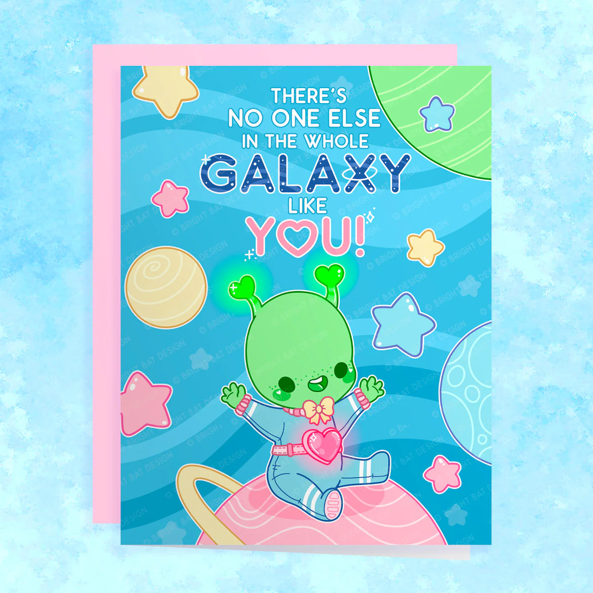 Bright Bat Design Cupid Alien Valentine Card – Shopabernathys