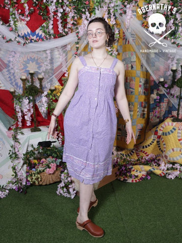 Vintage 1990s Purple Floral Cotton Dress