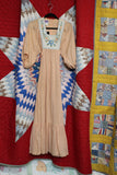 Vintage 1970s Peach Linen Maxi Dress