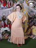 Vintage 1970s Peach Linen Maxi Dress