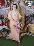 Vintage 1970s Peach Linen Maxi Dress