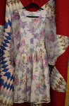 Vintage 1980 Watercolor Floral Dress