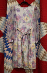 Vintage Watercolor Floral Sheer Sleeve Dress