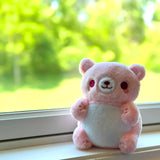 Bright Bat Design Pink Bear Nugget Keychain Plushie