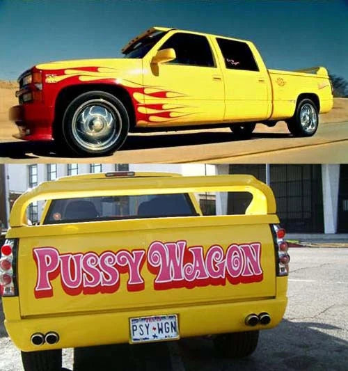 "PUSSY WAGON" 4" Vinyl Windshield Decal Sticker - JDM Car Truck Diesel Turbo