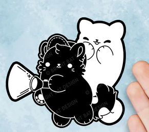 Bright Bat Design Ghost Hunting Cat Vinyl Sticker