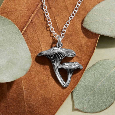 Nina Designs Sterling Silver Chanterelle Mushroom Pendant Necklace
