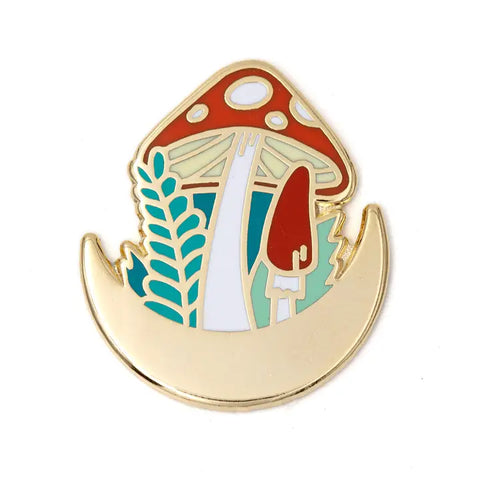 These Are Things Mushroom Forest Moon Enamel Pin