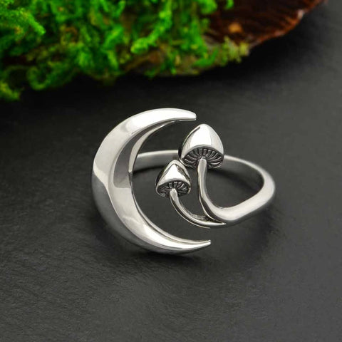 Nina Designs - Moon and Mushroom Adjustable Ring