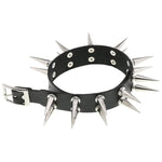 Decopunk Leather Double Spiked Collar