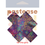 Pastease Plus X Neon Rainbow Snake Print Cross Pasties