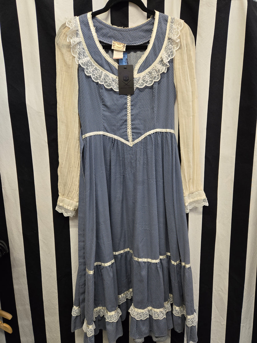 Vintage 1970s Gunne Sax Blue and White dress – Shopabernathys