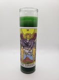 Goathead n' Bunny Green Tarot Card Prayer Candle