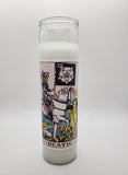 Goathead n' Bunny White Tarot Card Prayer Candle