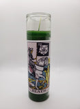 Goathead n' Bunny Green Tarot Card Prayer Candle
