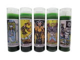 Goathead n' Bunny Green Tarot Card Prayer Candle