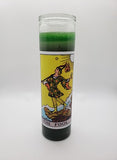 Goathead n' Bunny Green Tarot Card Prayer Candle