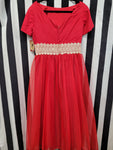 Vintage 1950's Red and White Lace Dress