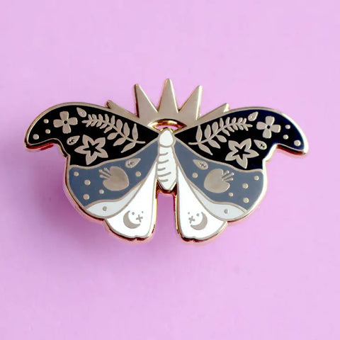 Glitter Punk Moth Enamel Pin
