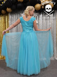 Vintage 1950's Teal Chiffon Prom Dress