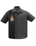 Steady Clothing Route 66 Pin-Up Panel Bowling Shirt in Charcoal