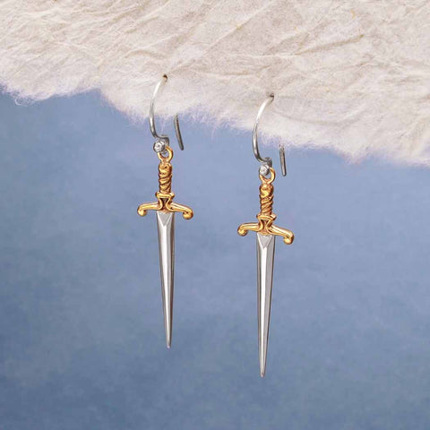 Nina Designs - Sterling Silver Sword Dangle Earrings