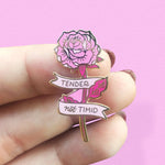 A Fink & Ink - Tender Not Timid Pink Rose Enamel Pin