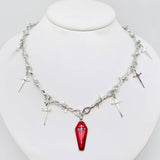 Mio Queena Gothic Red Coffin Sword Charm Chain Necklace