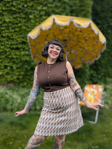 Vintage Volup 60s Brown Polyester Dress