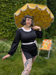 Vintage Volup 60s Black Long Sleeve Mini Dress with Belt