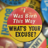Vintage 1960 Topps Wise Guy I was born this way Button