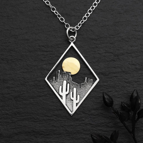 Nina Designs - Cactus Necklace with Bronze Sun