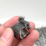 Mio Queena Men's Gothic Stainless Steel Bat Ring