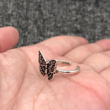Mio Queena Stainless Steel Vintage Butterfly Adjustable Ring