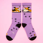 Gumball Poodle Purple Lounging Calico Cat Gym Socks