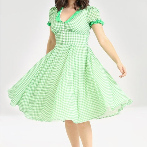 Anita Cruz Hell Bunny Green Gingham Dress