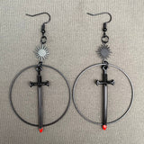 Mio Queena Gothic Blood Stained Sword Dangle Earrings