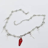 Mio Queena Gothic Red Coffin Sword Charm Chain Necklace
