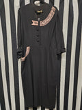 Vintage 40s Volup Black and Pink Dress