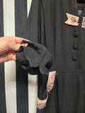 Vintage 40s Volup Black and Pink Dress