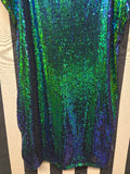 Stitches Be Crazy Blue and Green Sequin Dress