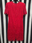 Vintage 90s Silk Red Beaded Dress