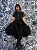 Vintage Black Lace Dress with Floral Collar
